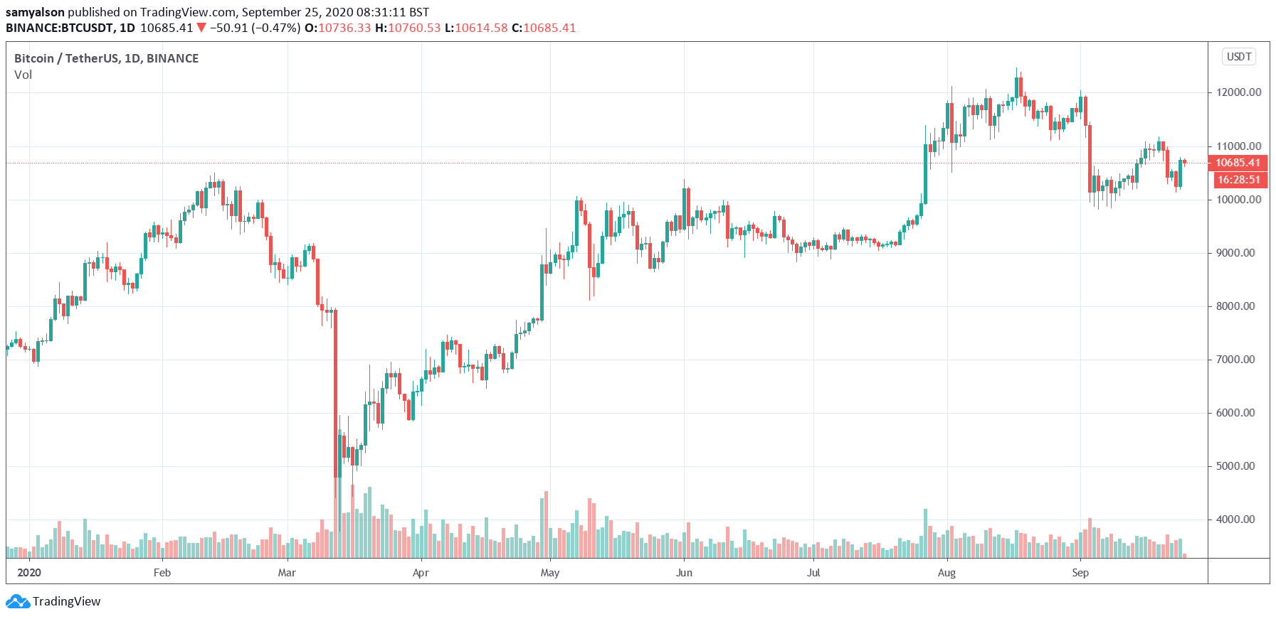 Bitcoin daily YTD chart