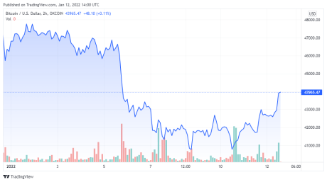 BTCUSD price chart for 01/12/2022 - TradingView