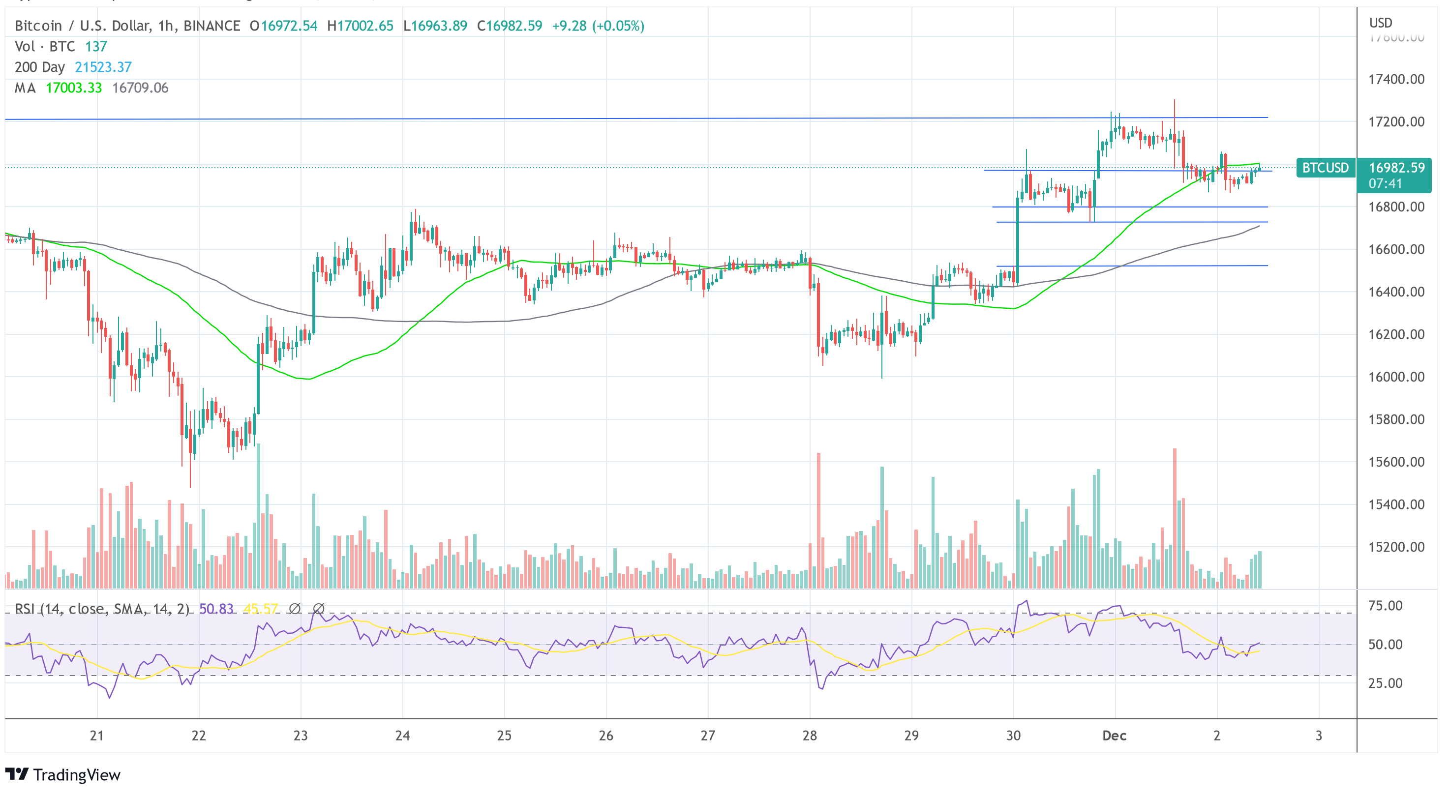 Bitcoin BTC USD 2022-12-02