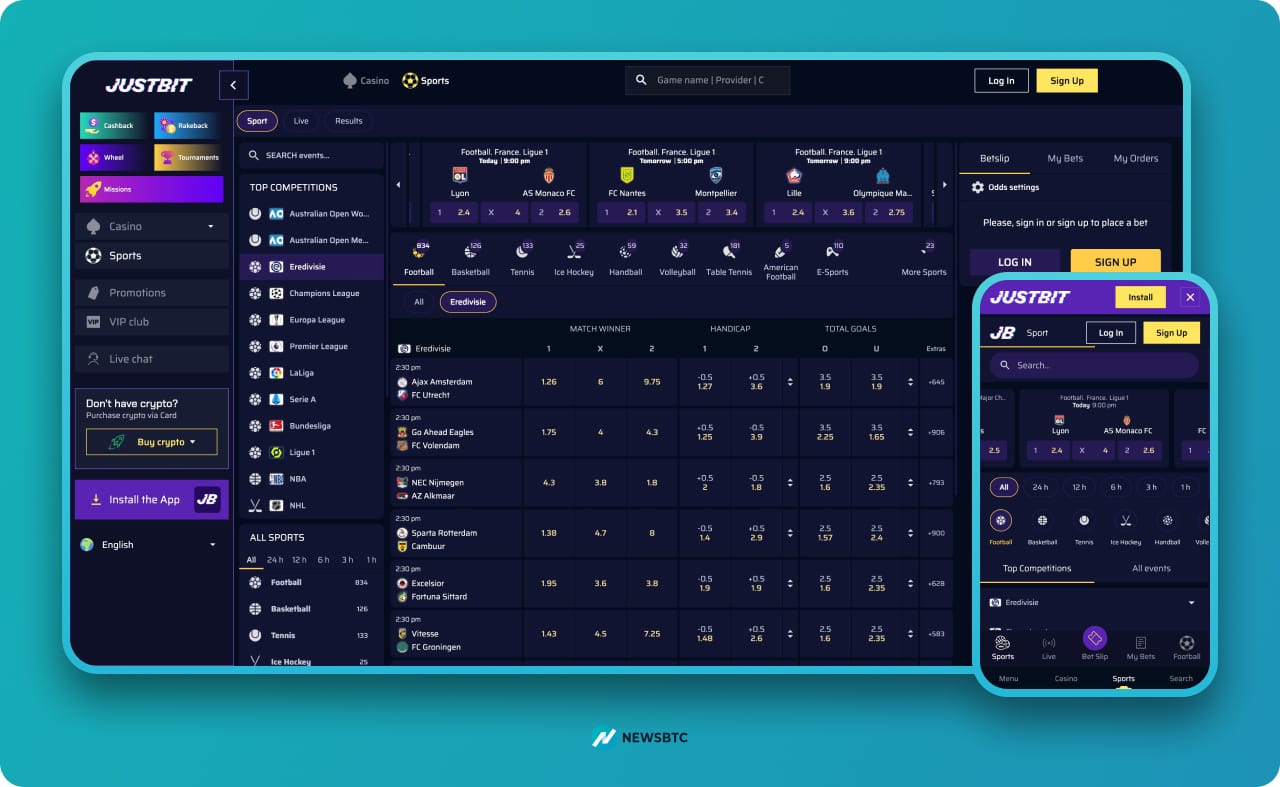 Justbit Crypto Sportsbook site