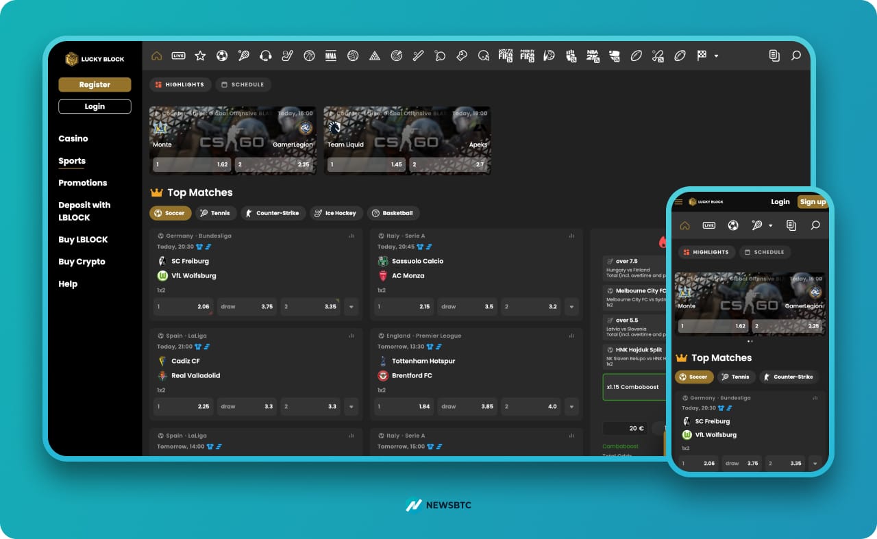 Luckyblock Crypto Sportsbook site