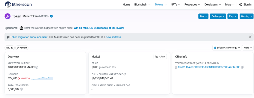 MATIC holders | Source: Etherscan