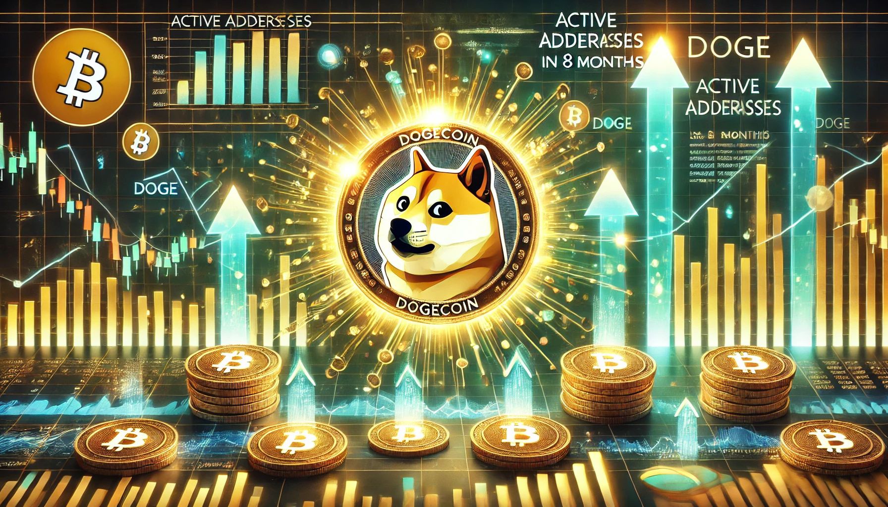 Create an image for an article with this title: Active Dogecoin Addresses Reach Highest Level In 8 Months – Is DOGE About To Rally?